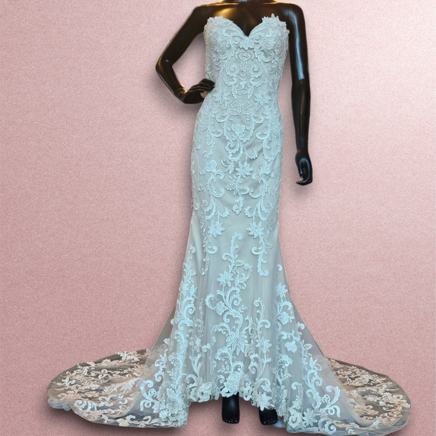 Mori Lee 2-Tone Lace Strapless Wedding Gown