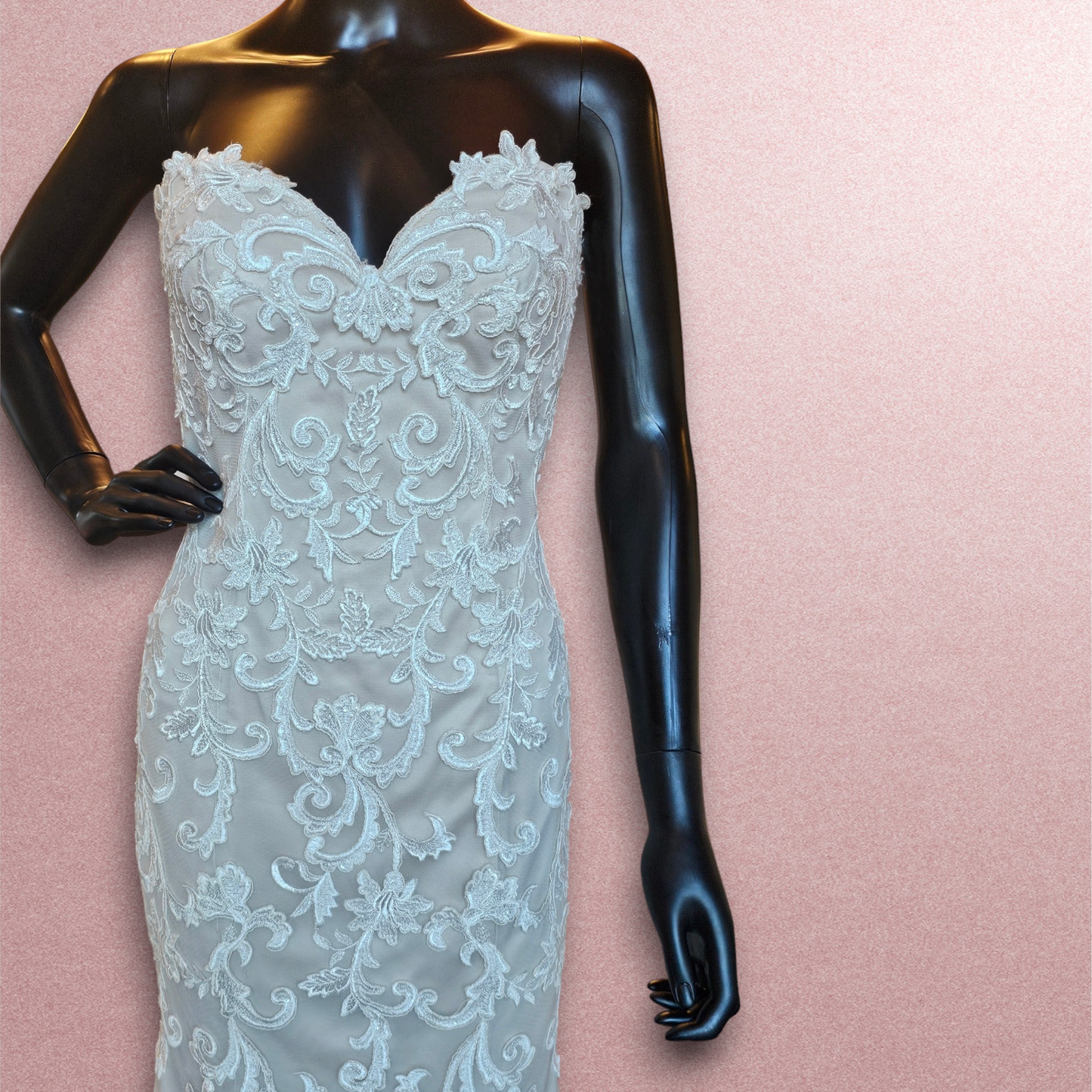 Mori Lee 2-Tone Lace Strapless Wedding Gown