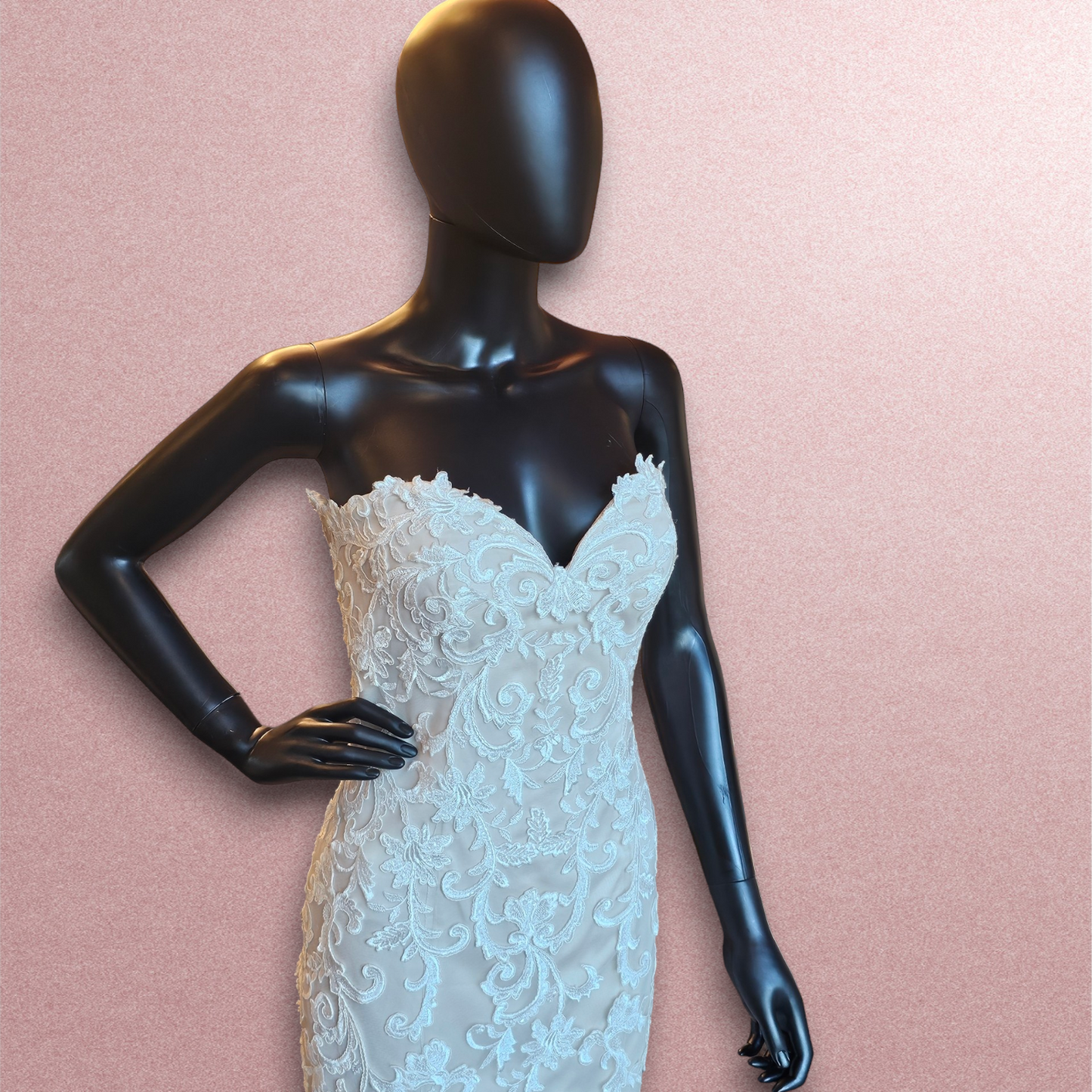 Mori Lee 2-Tone Lace Strapless Wedding Gown