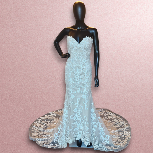 Mori Lee 2-Tone Lace Strapless Wedding Gown