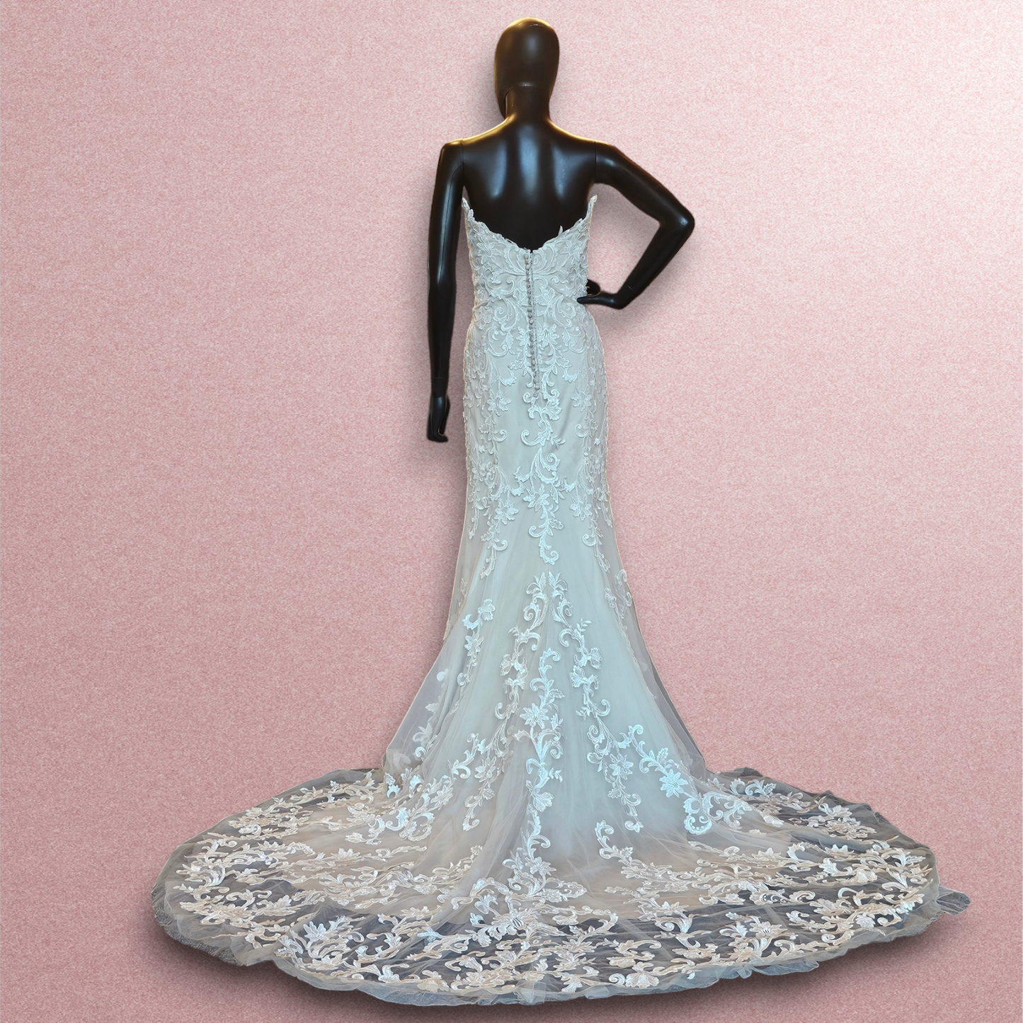 Mori Lee 2-Tone Lace Strapless Wedding Gown