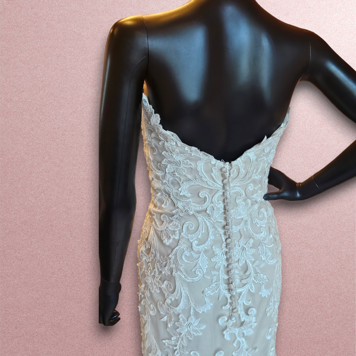 Mori Lee 2-Tone Lace Strapless Wedding Gown