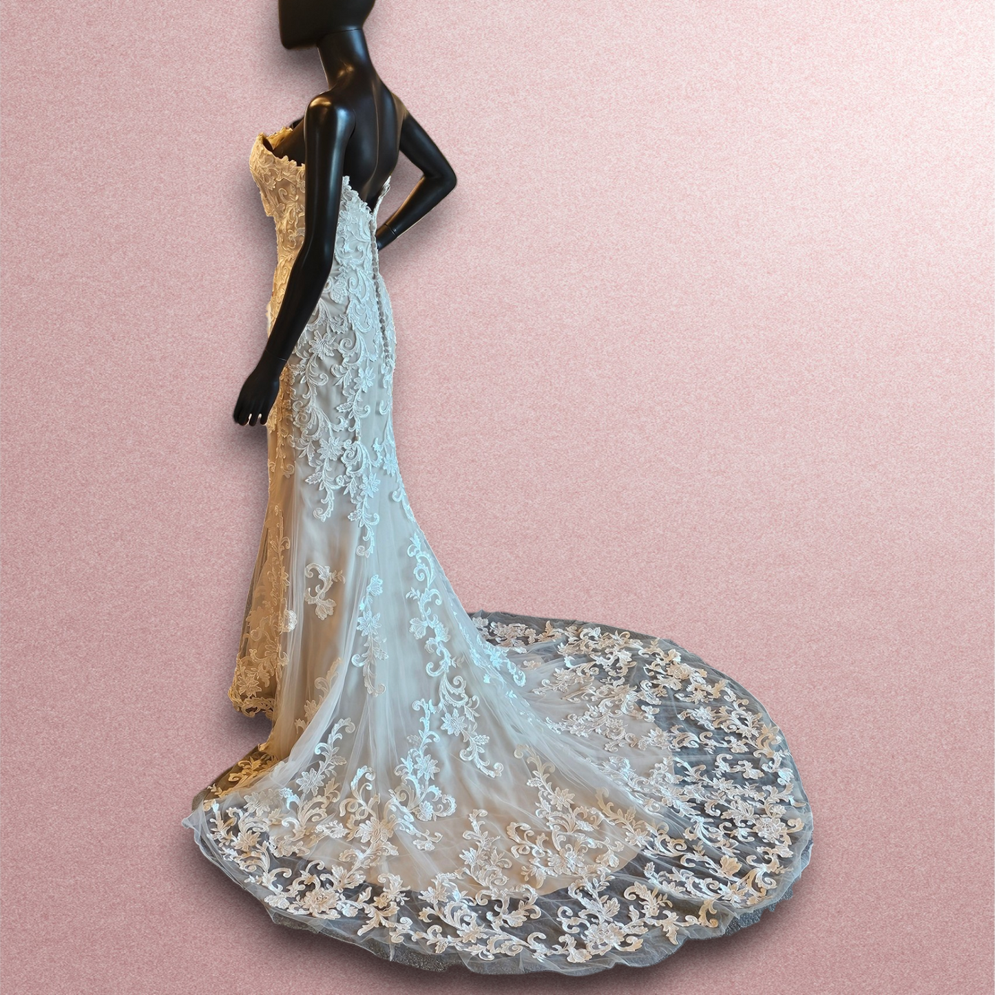 Mori Lee 2-Tone Lace Strapless Wedding Gown