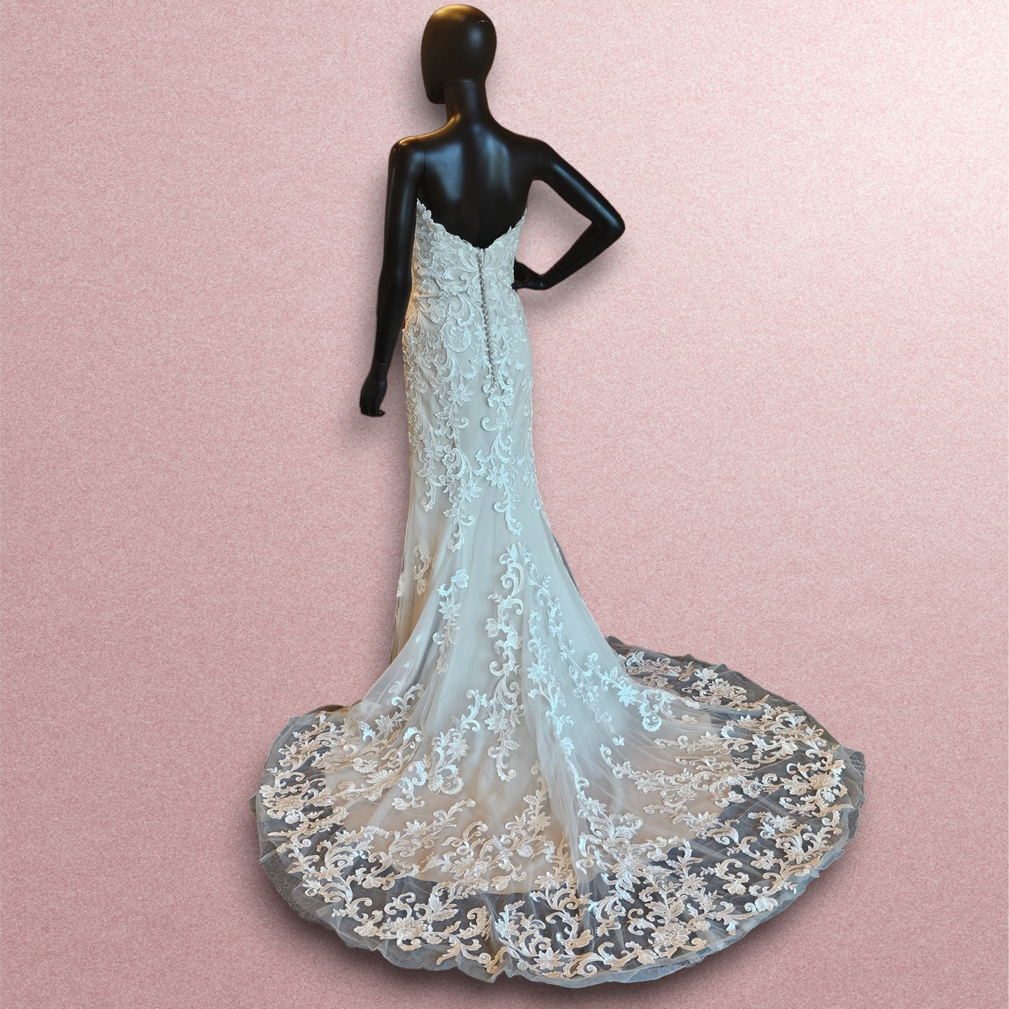 Mori Lee 2-Tone Lace Strapless Wedding Gown