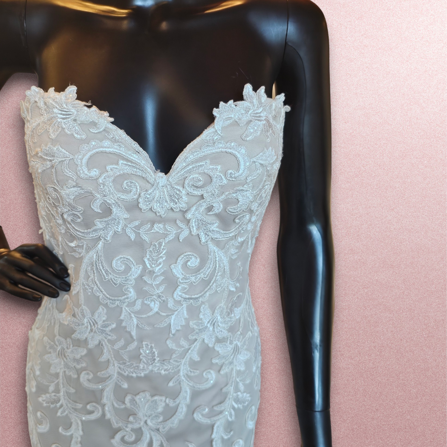 Mori Lee 2-Tone Lace Strapless Wedding Gown