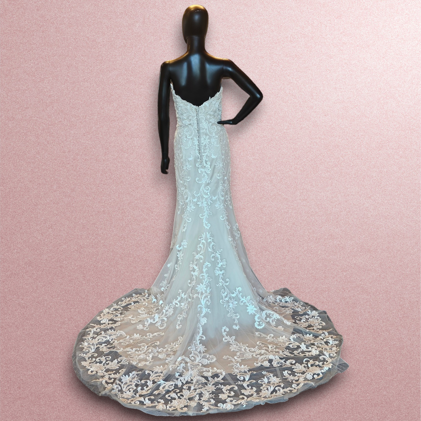 Mori Lee 2-Tone Lace Strapless Wedding Gown