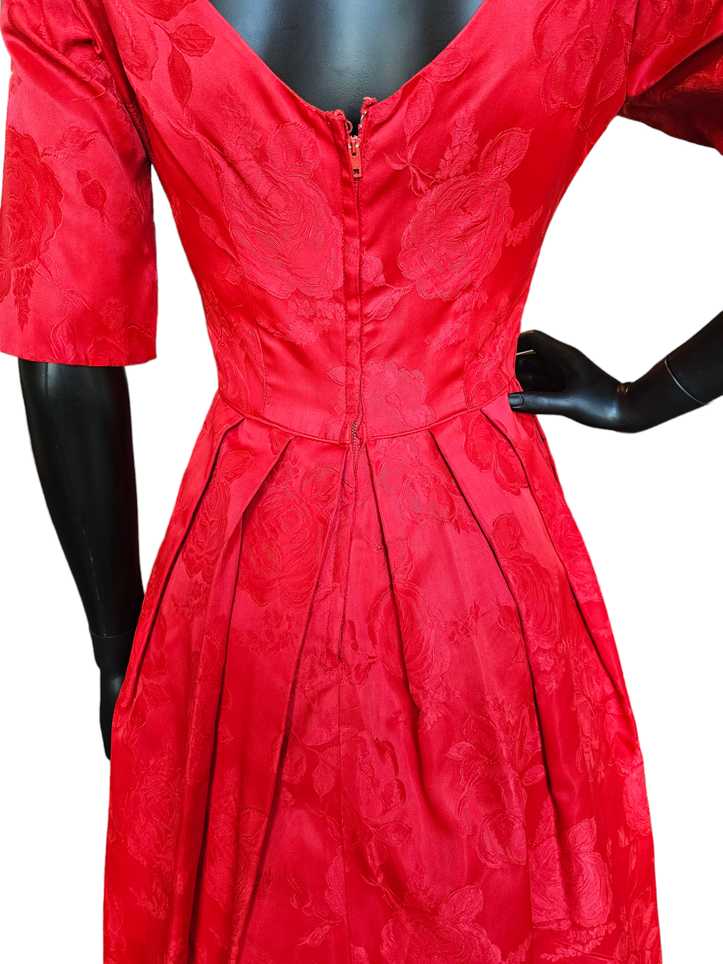 Vintage 50's Red Brocade Party Dress