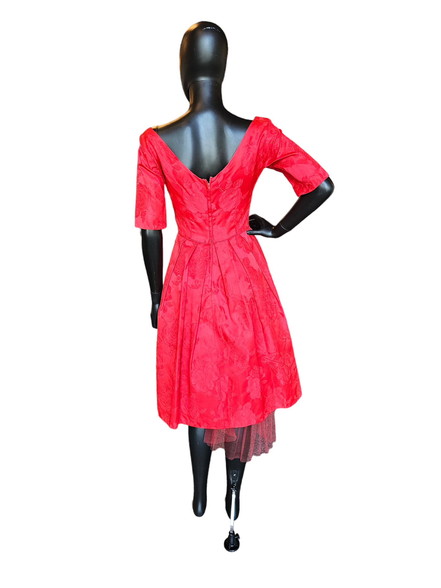 Vintage 50's Red Brocade Party Dress