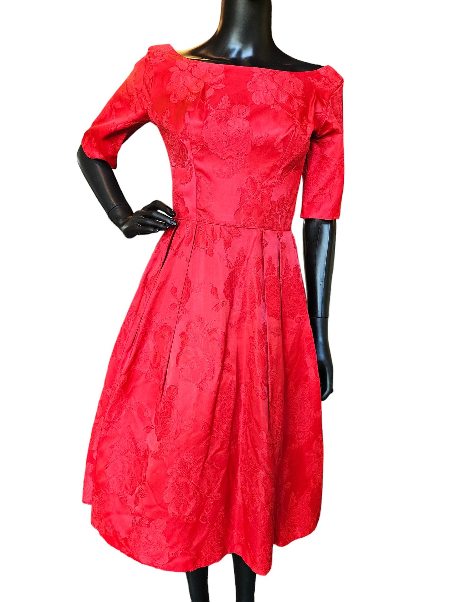 Vintage 50's Red Brocade Party Dress