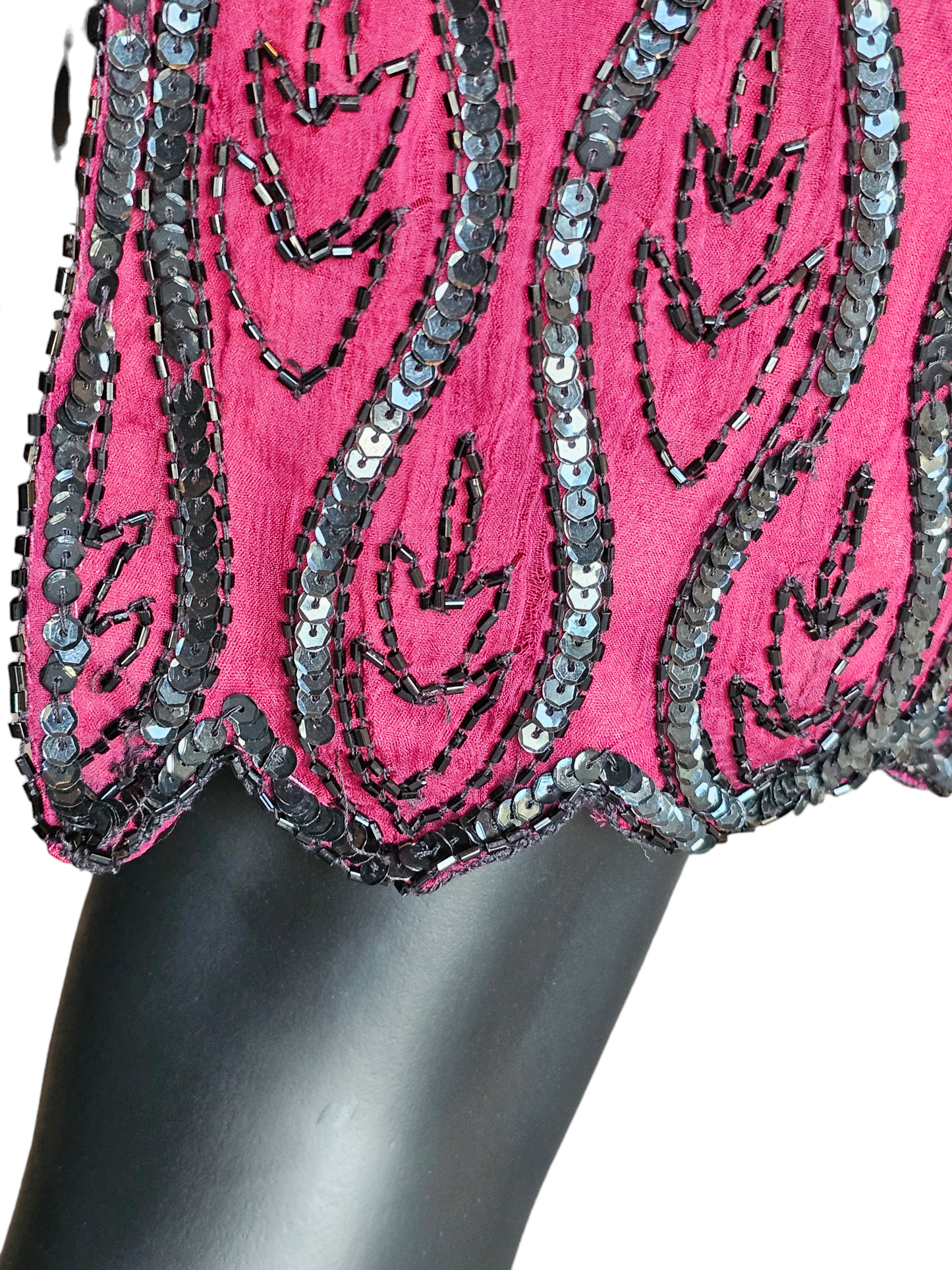 Wine/Black Beaded Party Dress