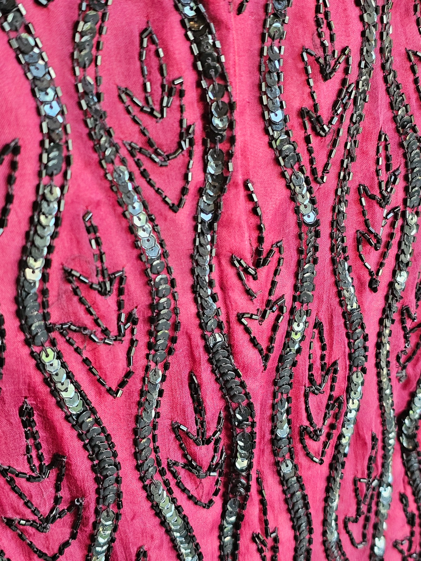 Wine/Black Beaded Party Dress