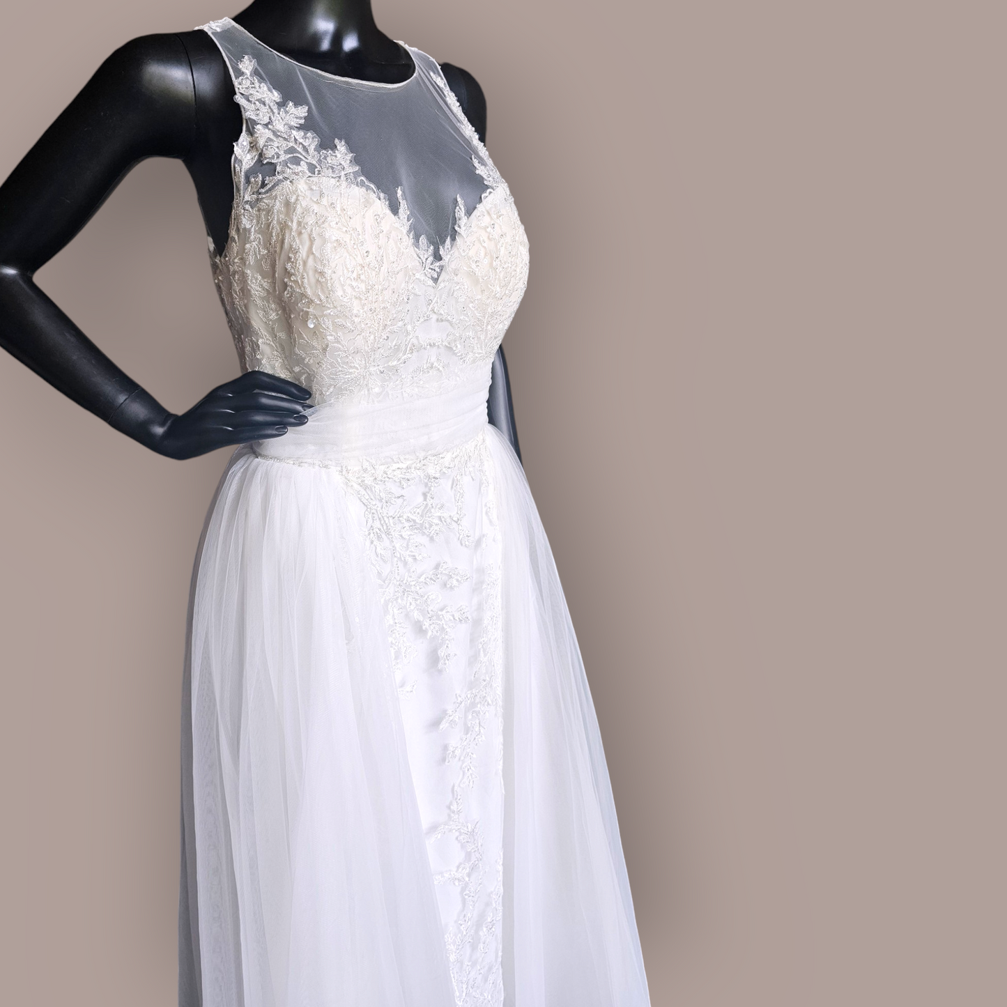 Oleg Cassini Redesigned Lace Overlay Wedding Gown