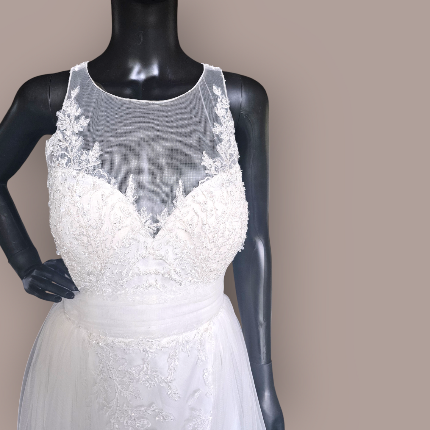 Oleg Cassini Redesigned Lace Overlay Wedding Gown