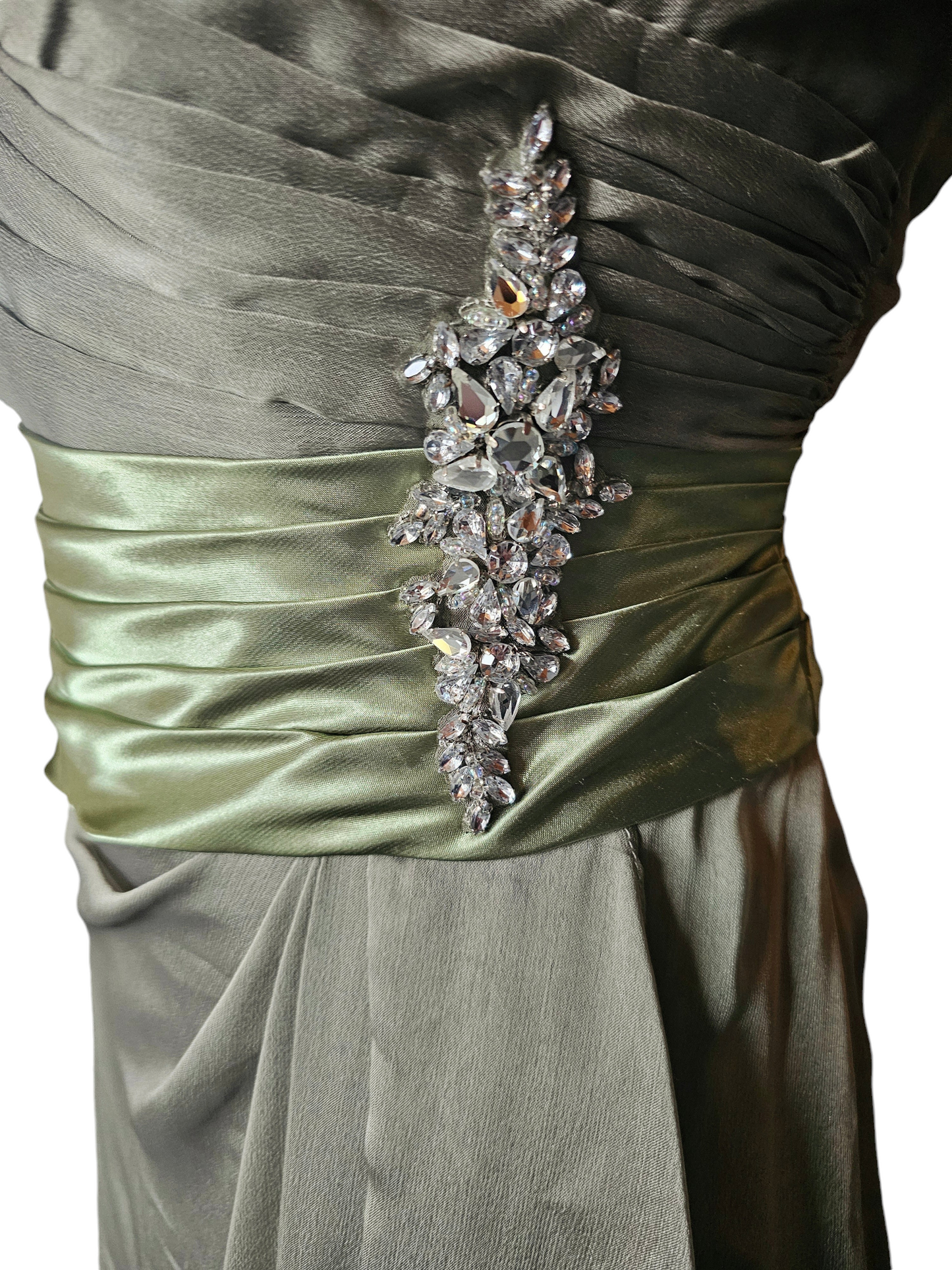 Jasmine Olive Shimmer Organza Side Ruched