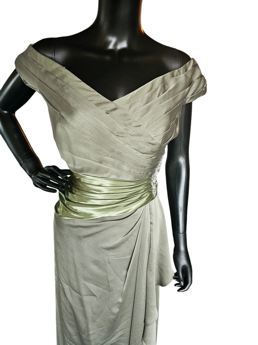 Jasmine Olive Shimmer Organza Side Ruched