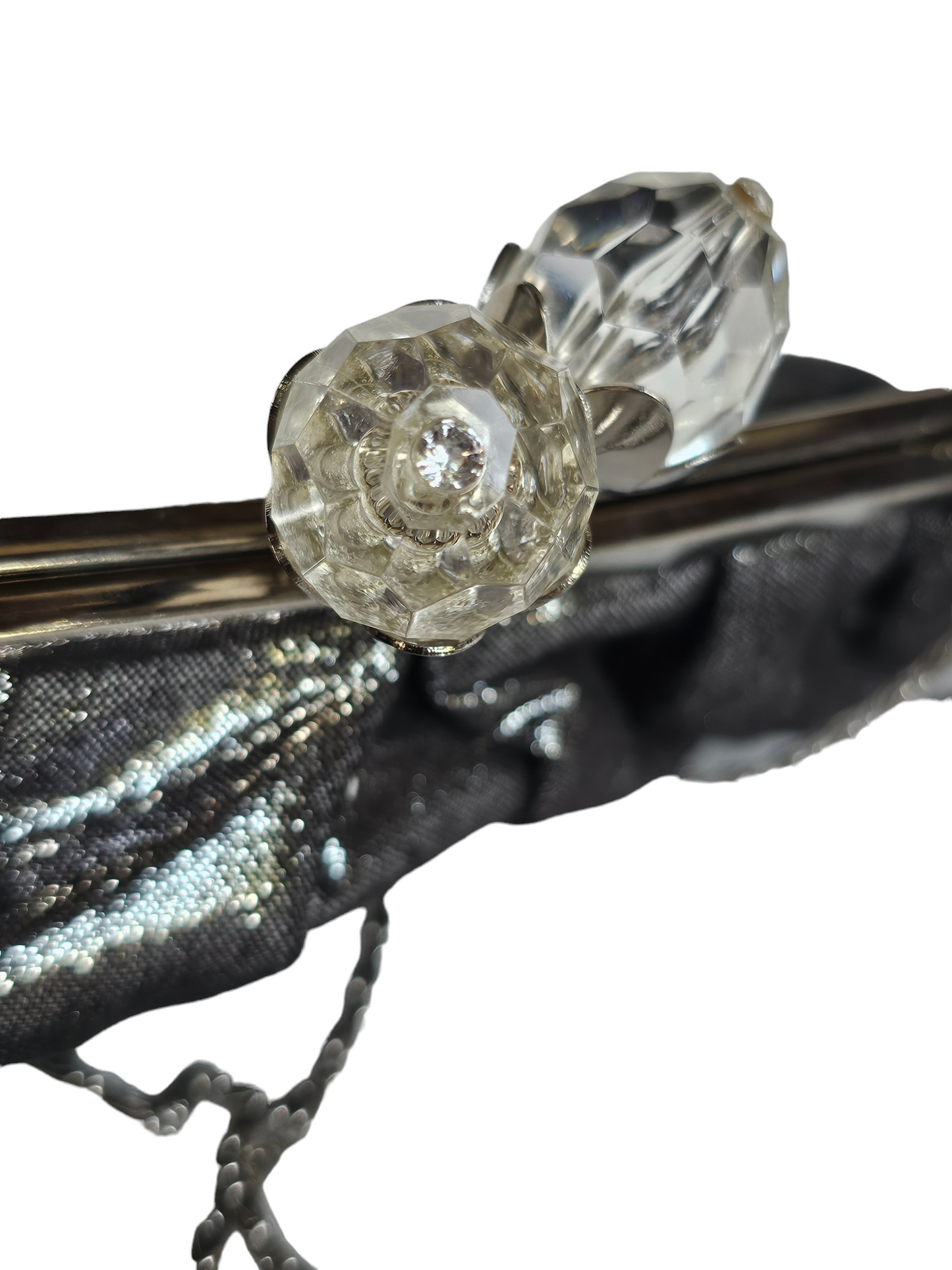 Silver Crystal Snap Clutch
