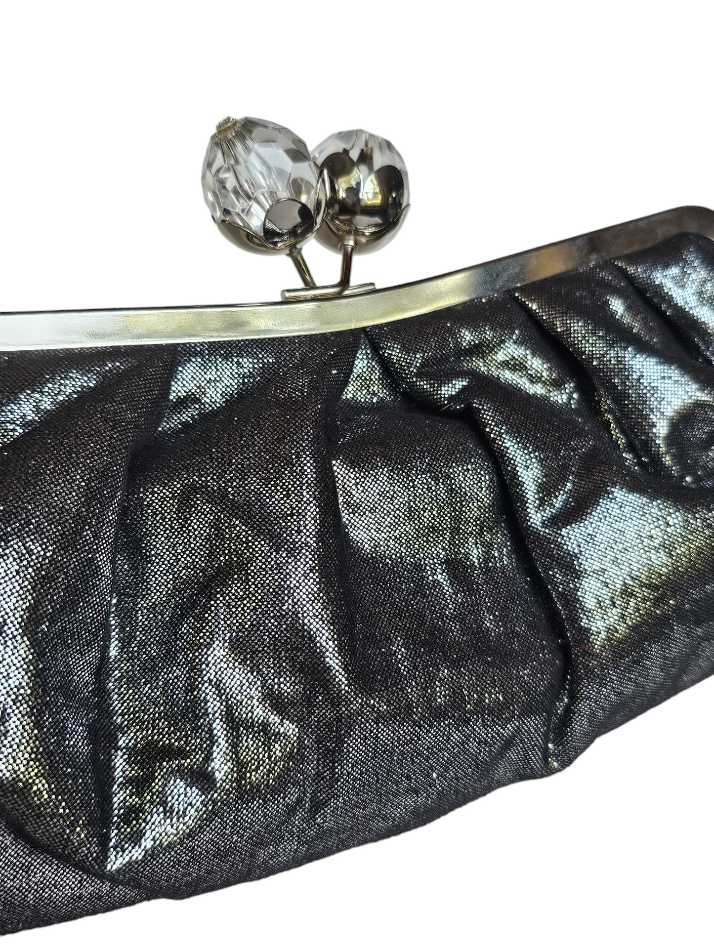 Silver Crystal Snap Clutch