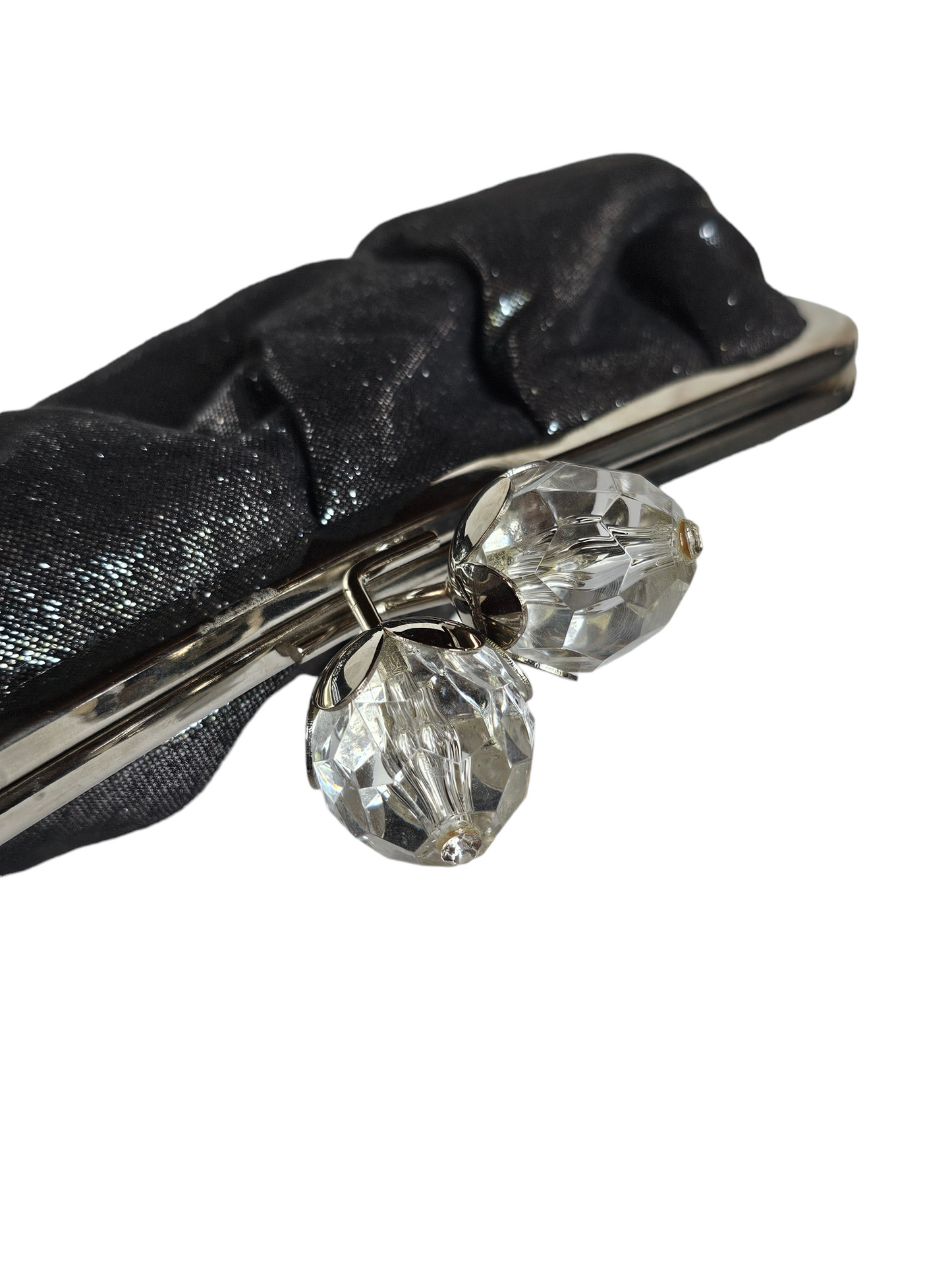 Silver Crystal Snap Clutch