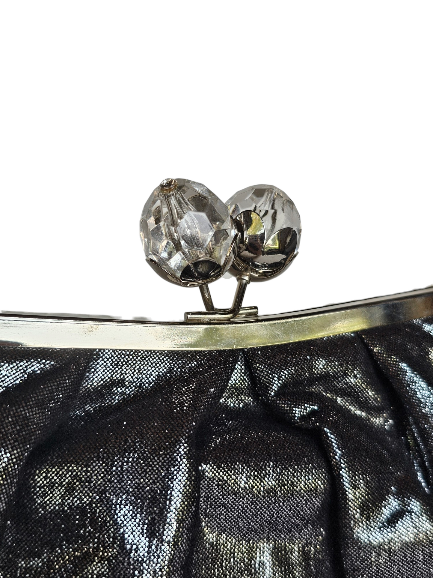 Silver Crystal Snap Clutch