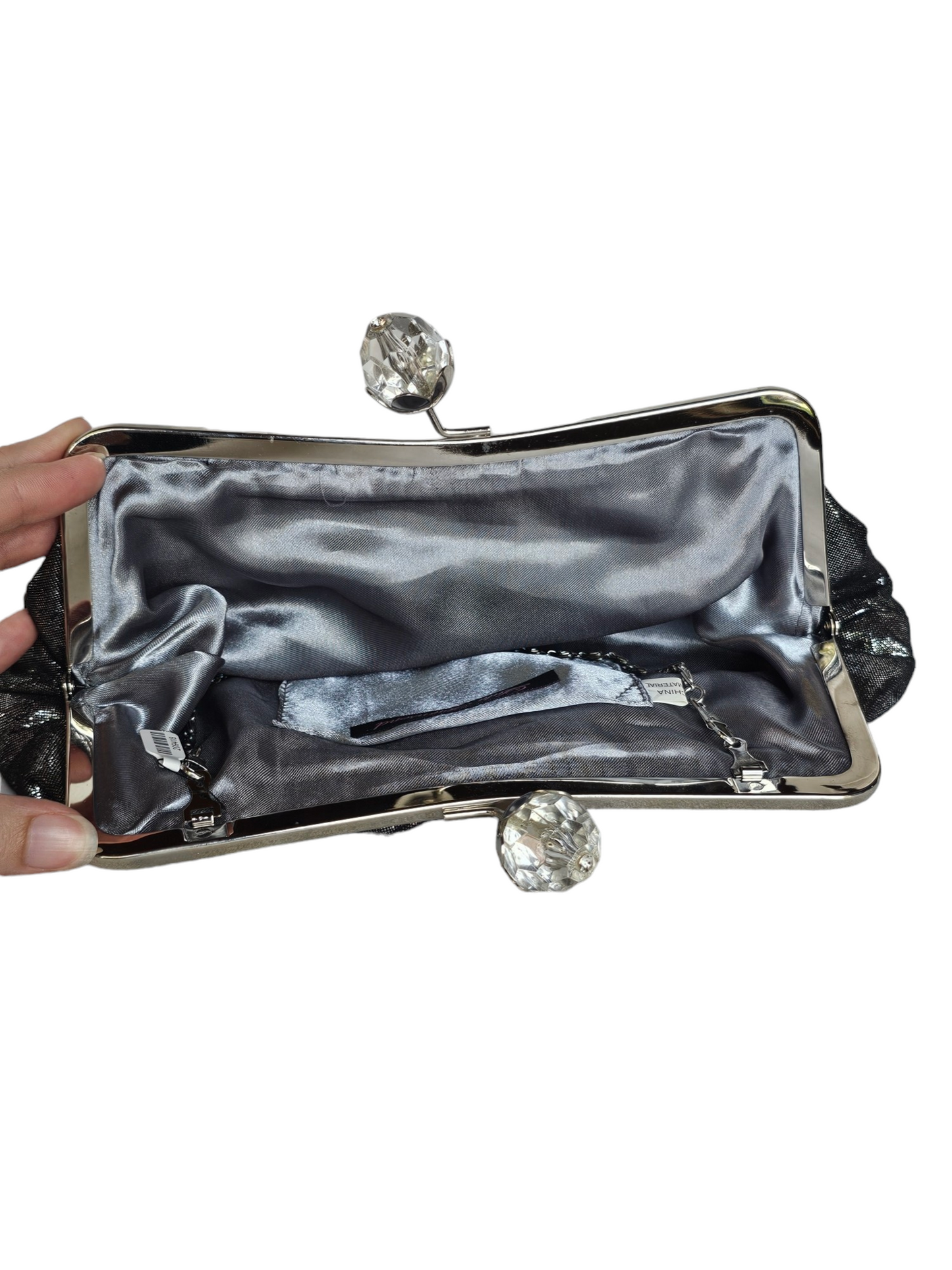 Silver Crystal Snap Clutch