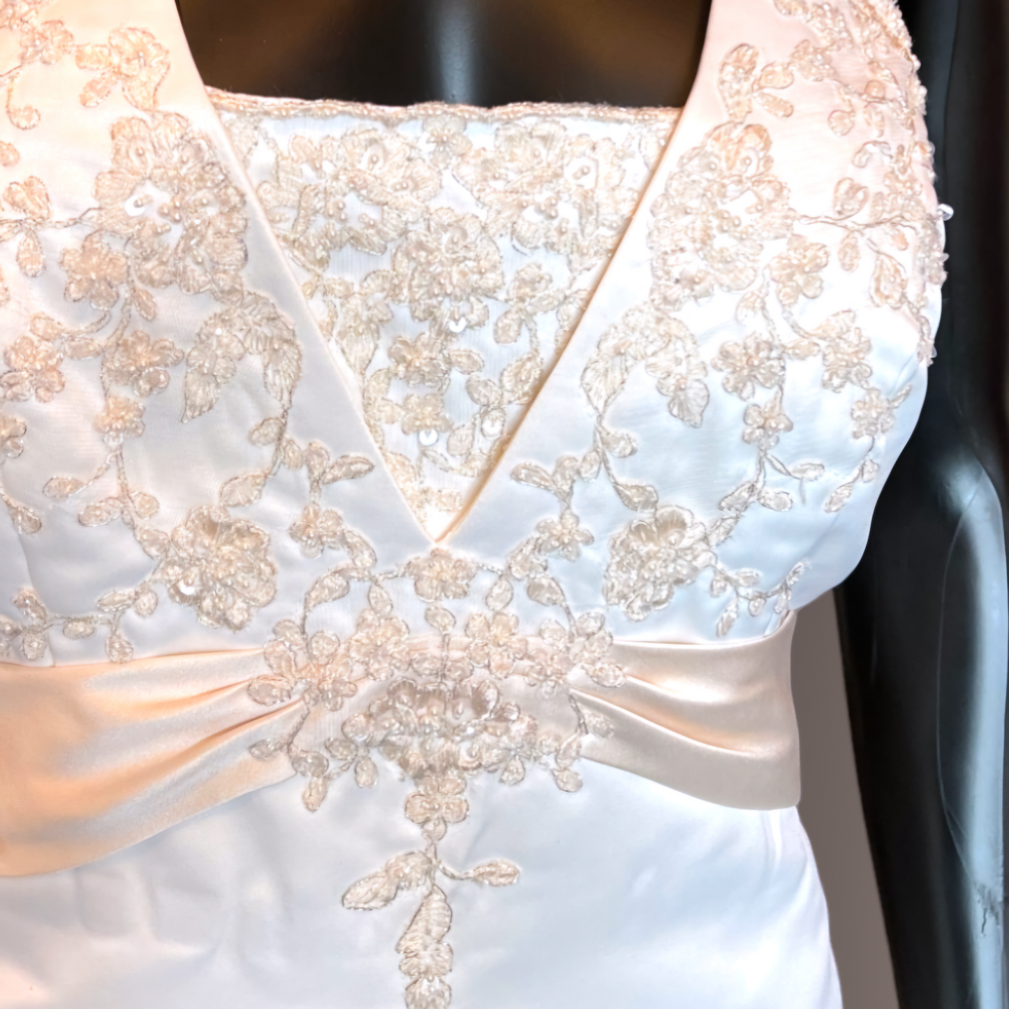 2 Tone Satin Halter with Tie Wedding Gown