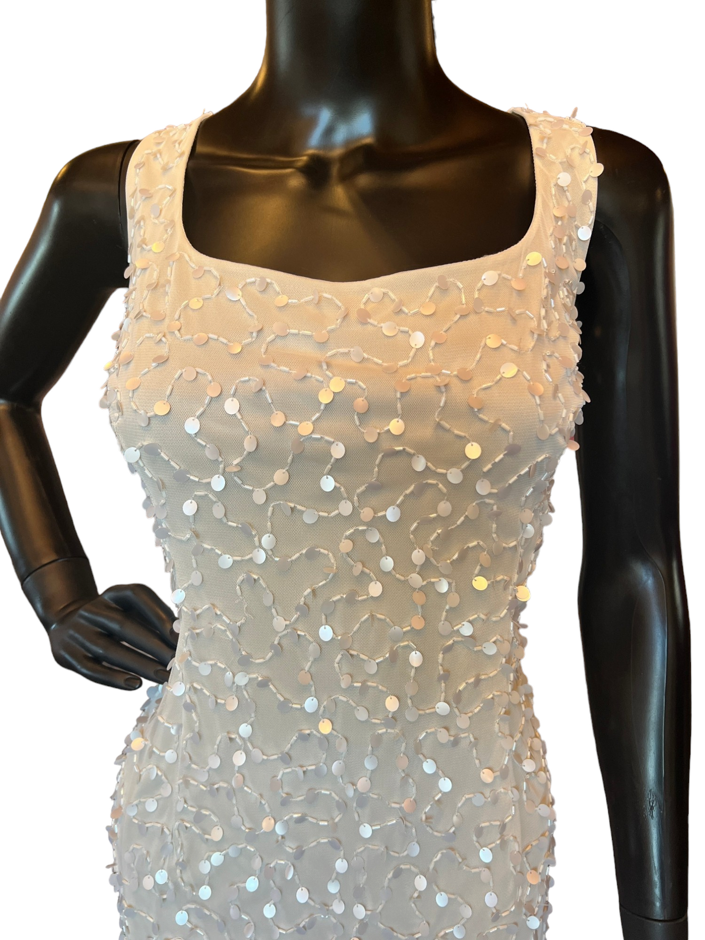 Adrianna Papell Short Ivory Beaded Cocktail Dress