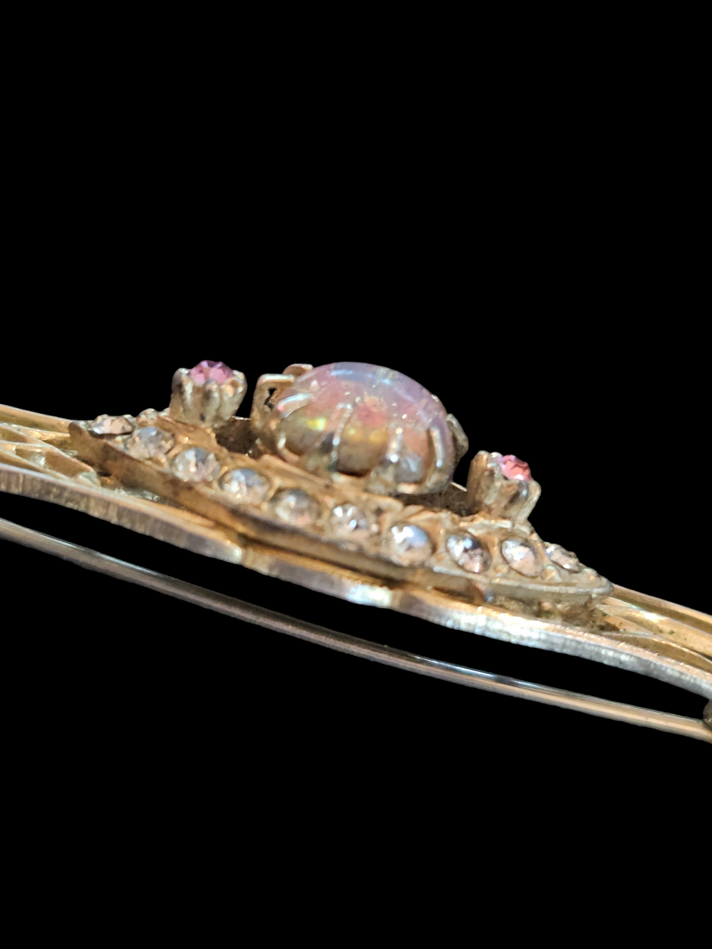 Vintage Gold Pink Opal Pin