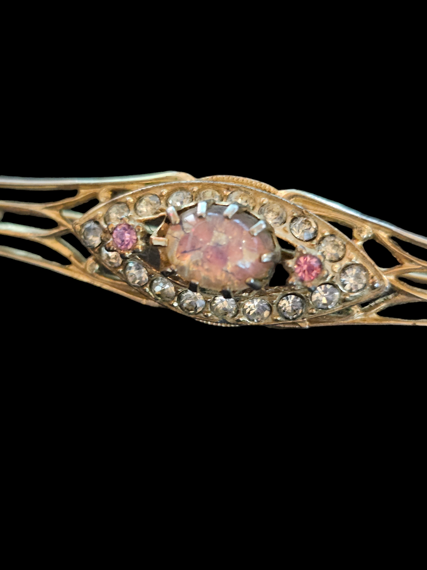Vintage Gold Pink Opal Pin