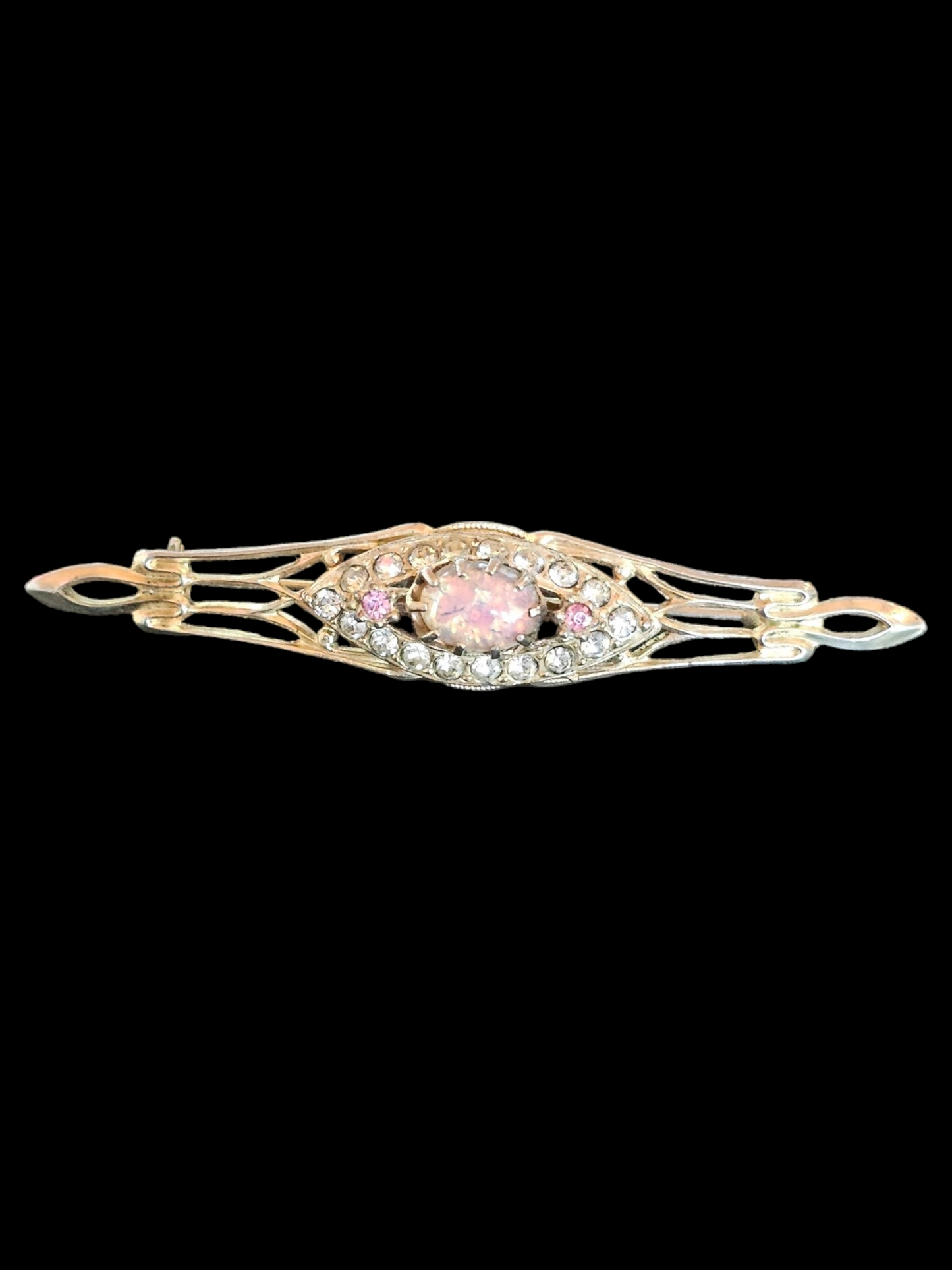 Vintage Gold Pink Opal Pin