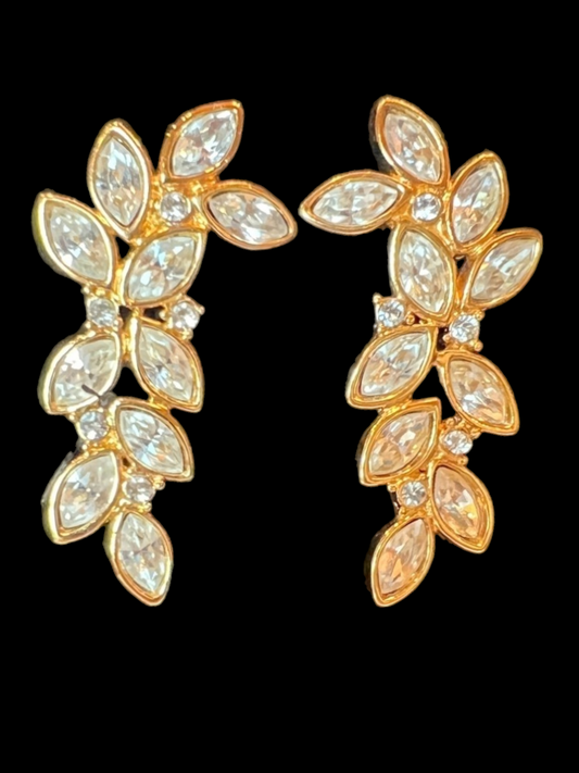 Gold Leaf Crystal Post Earring