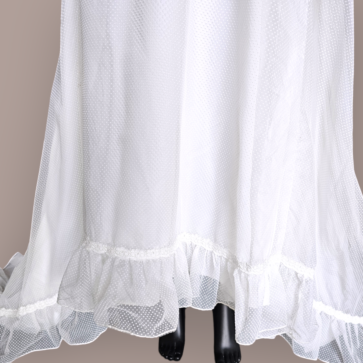 Vintage White Polka dot Prairie Style Wedding Gown