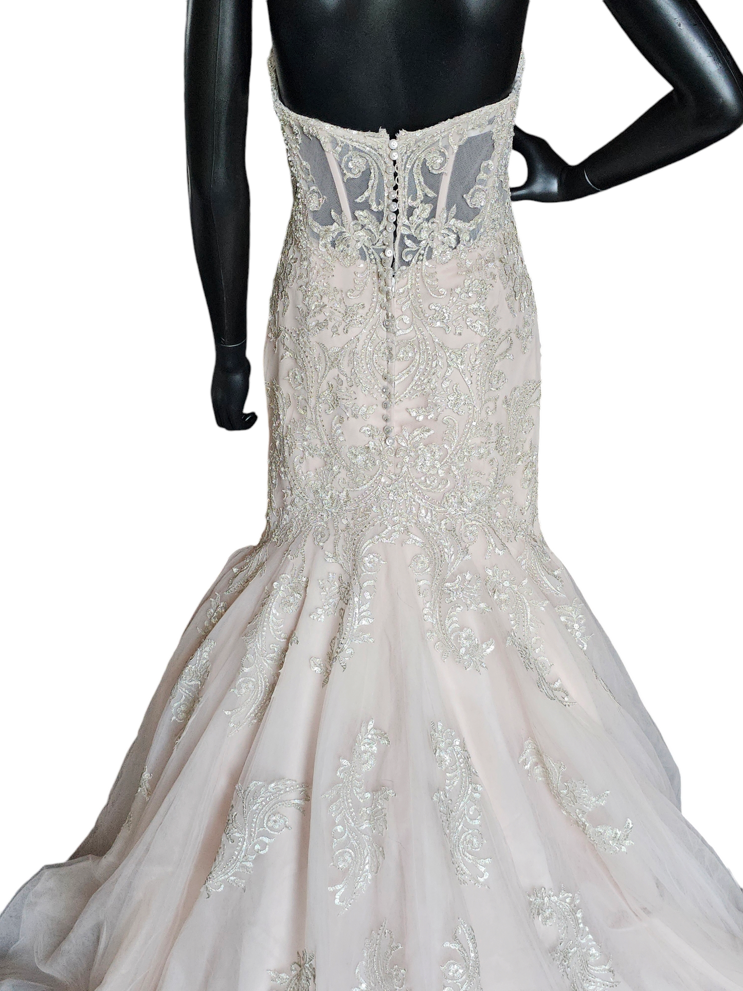 Stella York Fit-Flare Champagne Strapless Wedding Gown