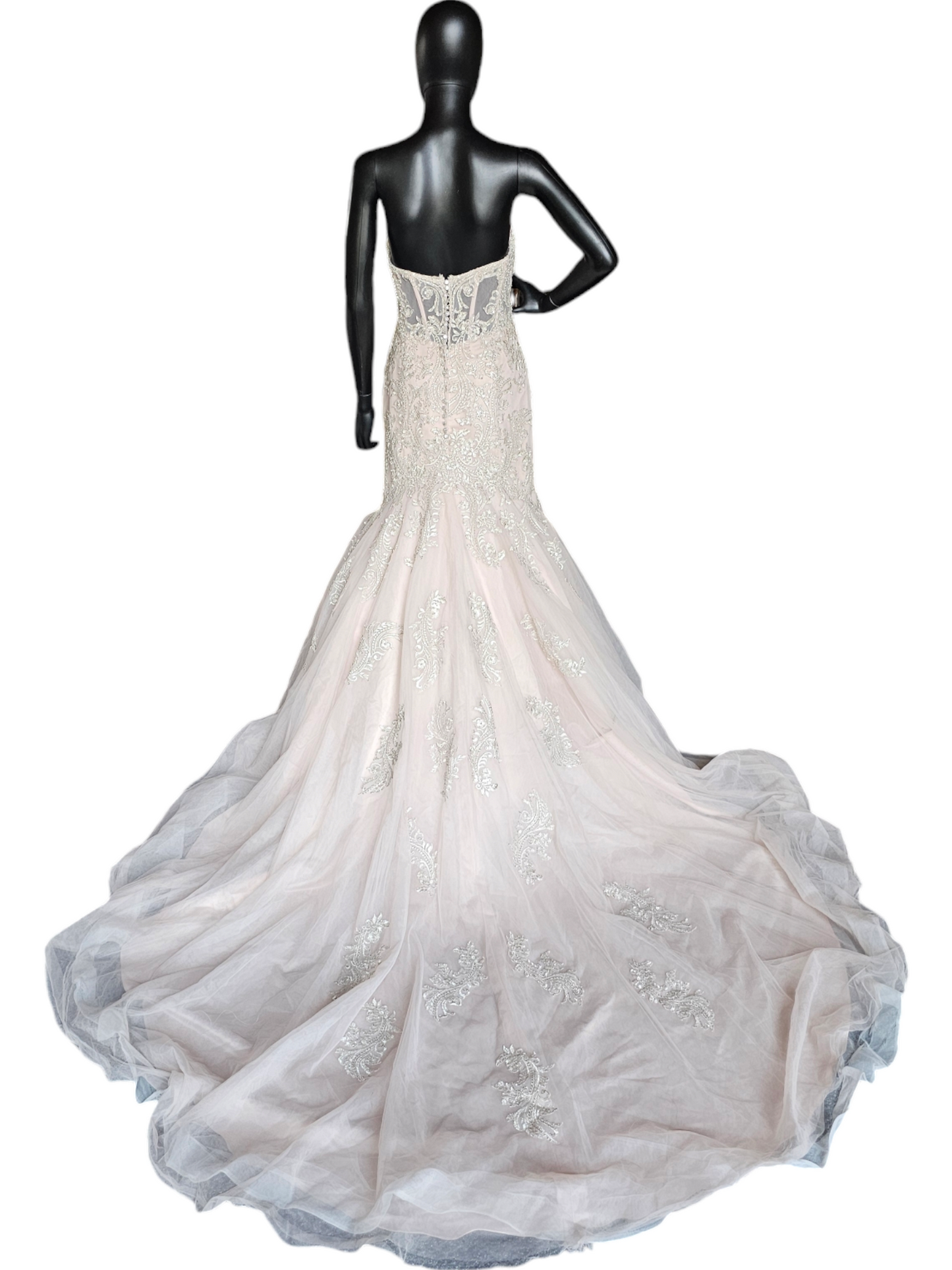 Stella York Fit-Flare Champagne Strapless Wedding Gown
