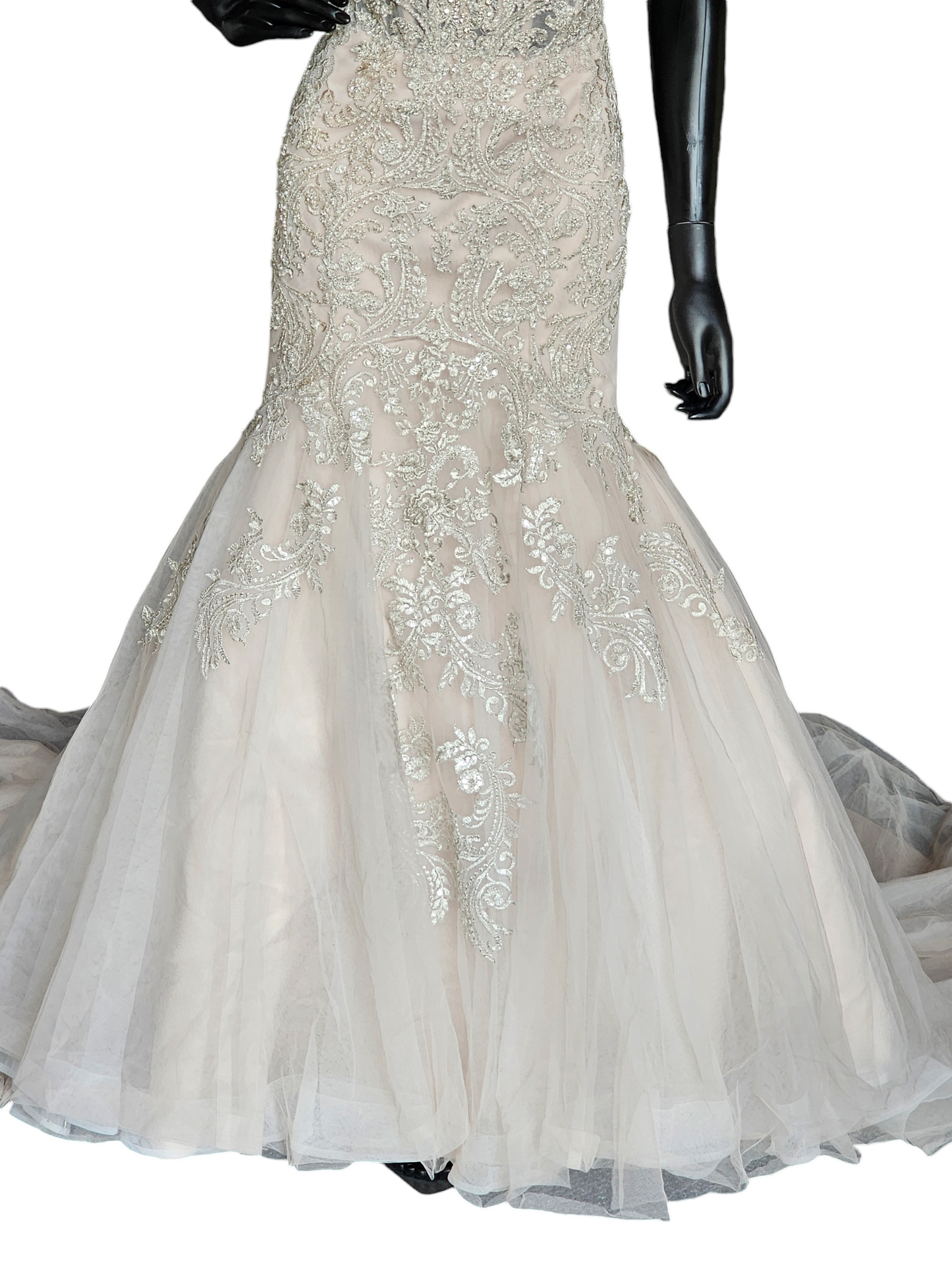 Stella York Fit-Flare Champagne Strapless Wedding Gown