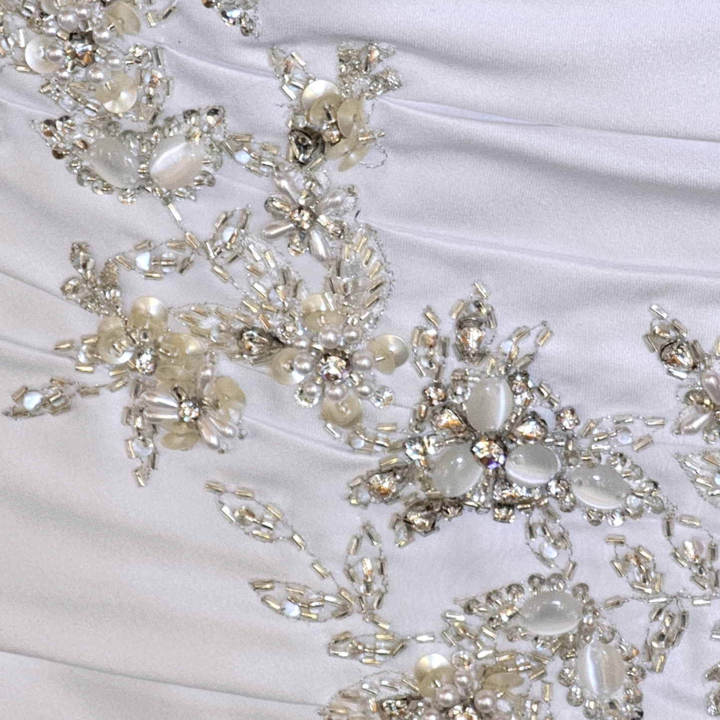 Ronald Joyce White Ruched Satin Wedding Gown