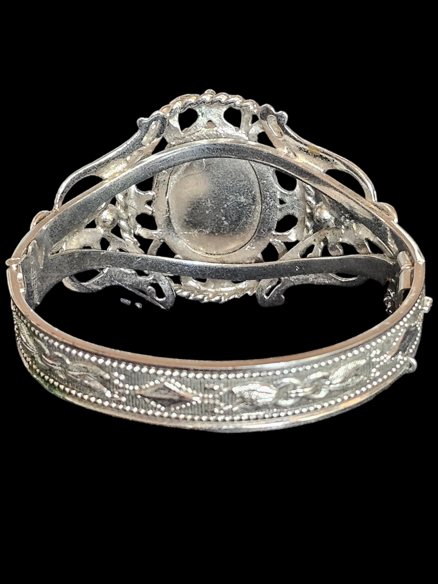 Cameo Silver Filigree Bracelet Cuff