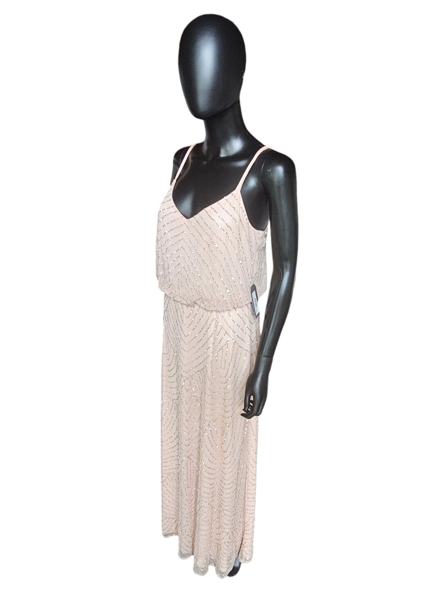 Blush Adrianna Papell Beaded Formal Gown