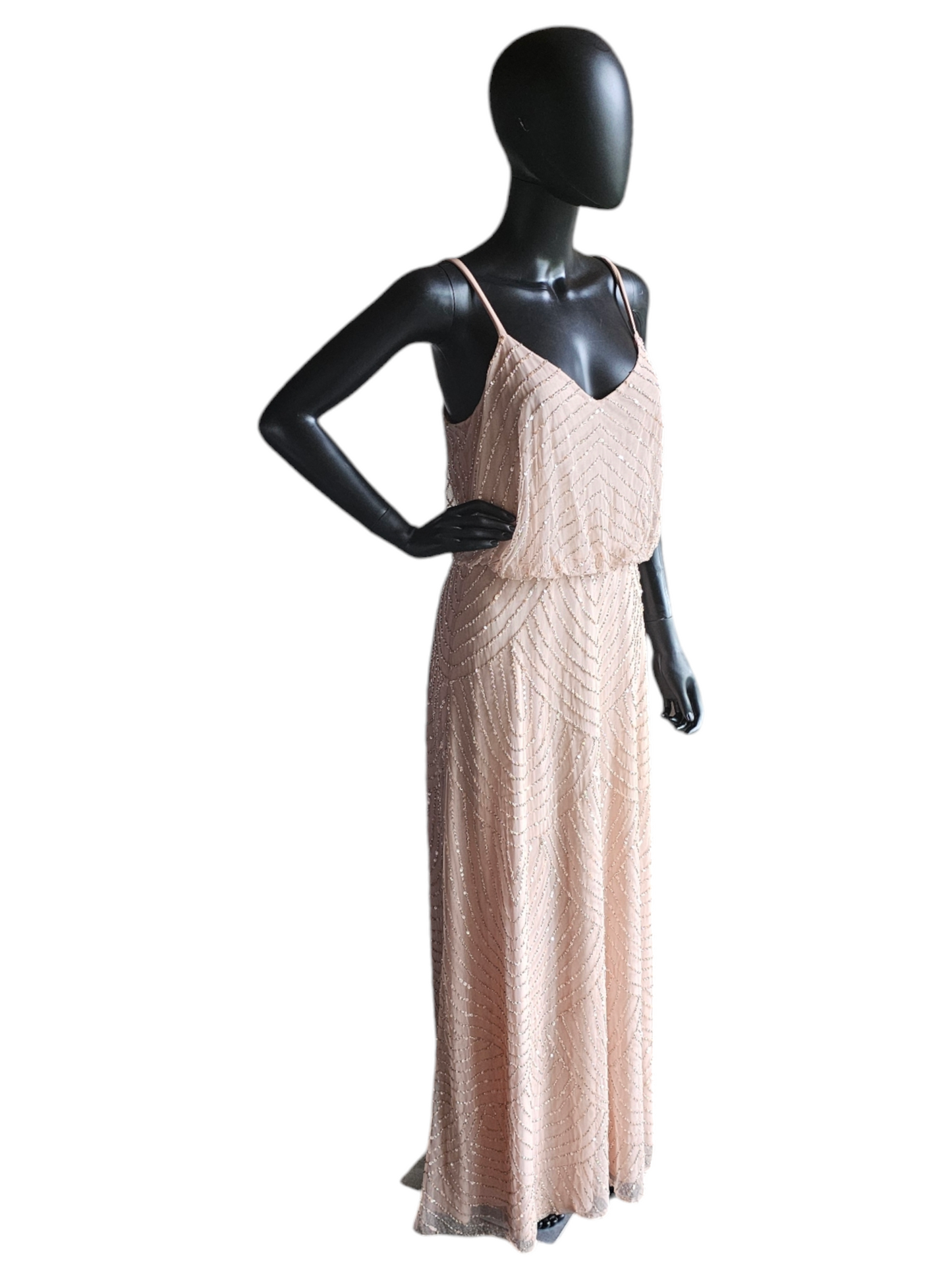 Blush Adrianna Papell Beaded Formal Gown