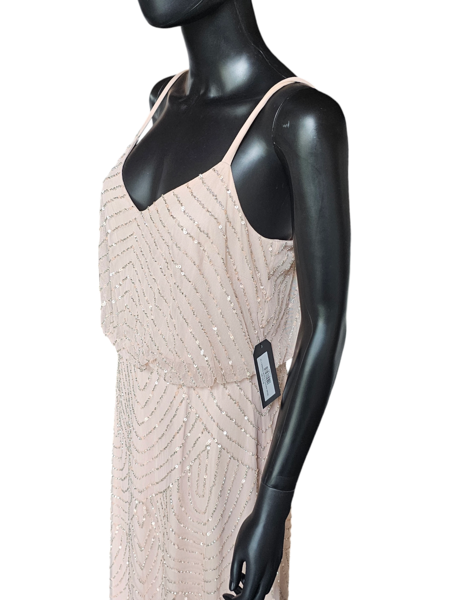 Blush Adrianna Papell Beaded Formal Gown