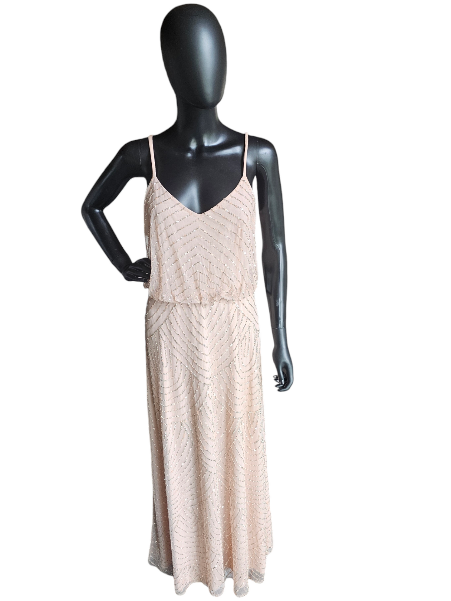 Blush Adrianna Papell Beaded Formal Gown