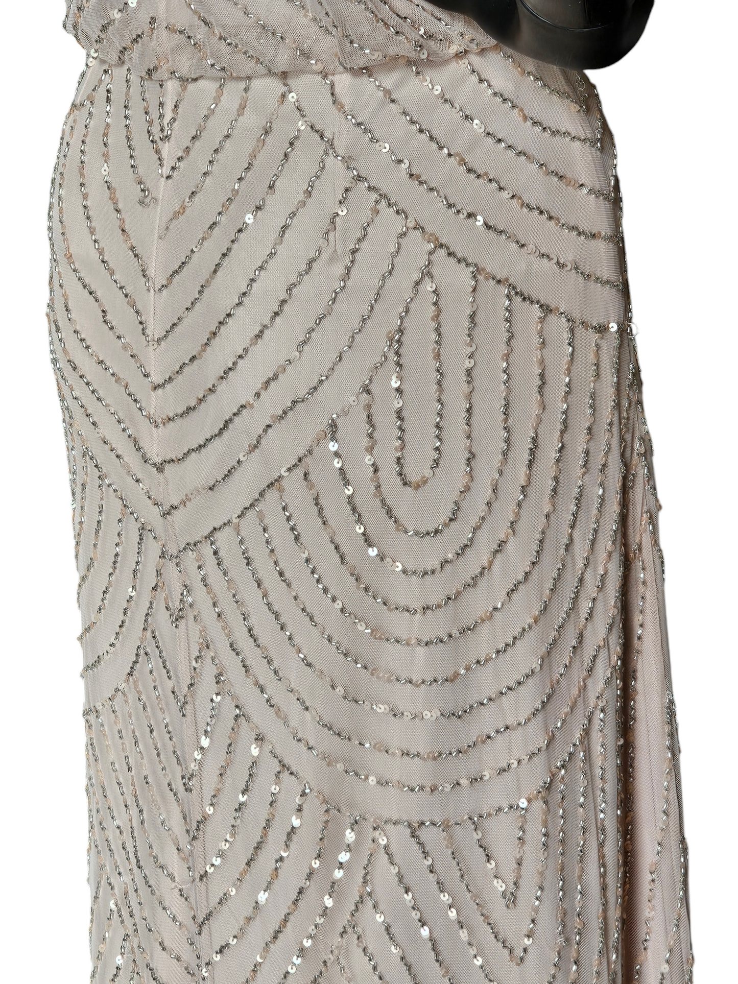 Blush Adrianna Papell Beaded Formal Gown