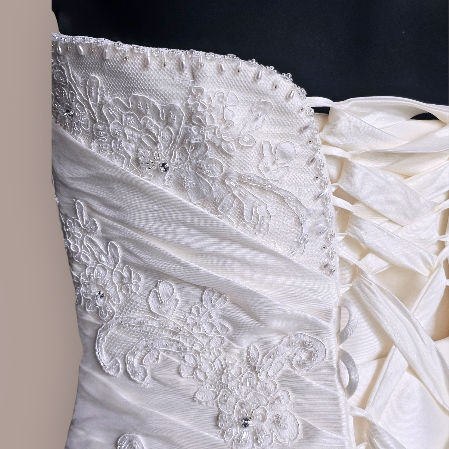 Mori Lee Ivory Taffeta Sweetheart/Fit Flare Wedding Gown