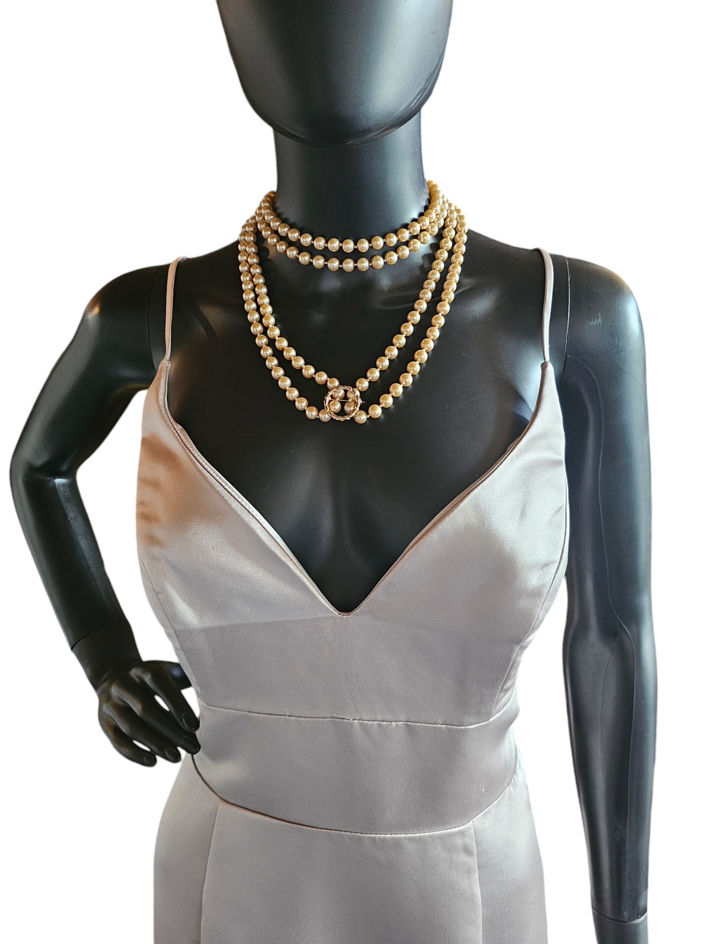 Long Faux Pearl Wrap Necklace W/Matching Earring