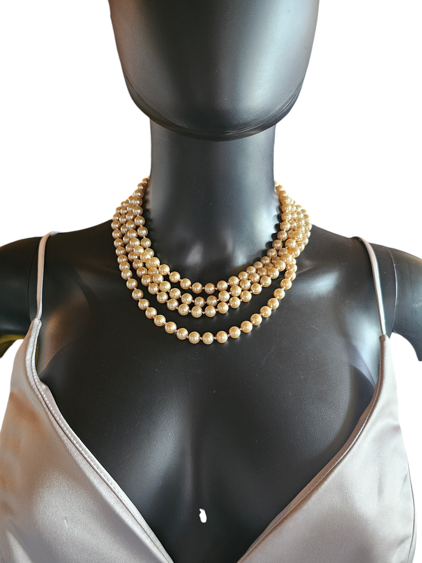 Long Faux Pearl Wrap Necklace W/Matching Earring