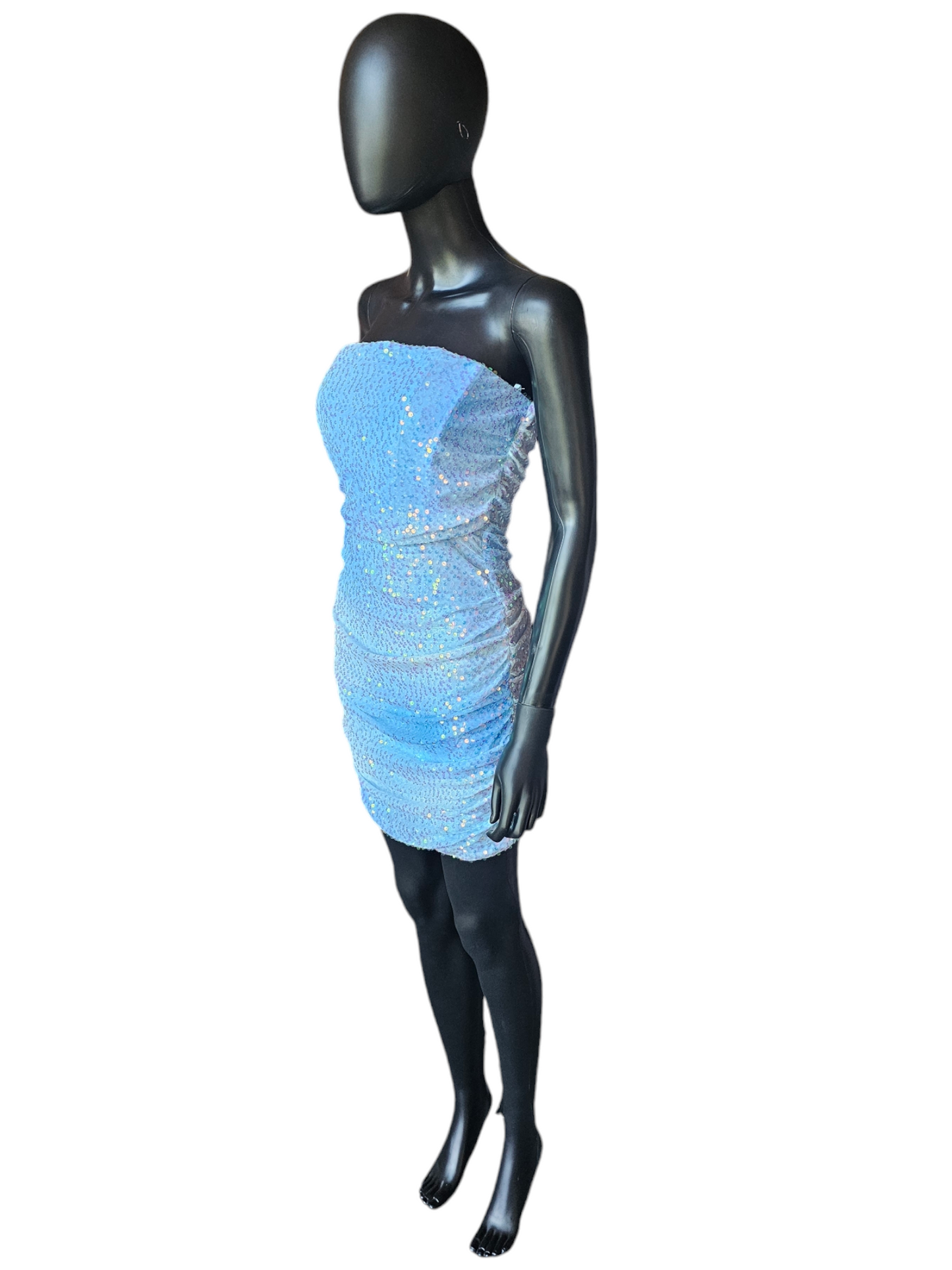 Blue Iridescent Sequin Spaghetti Strap Dress - Lovesome