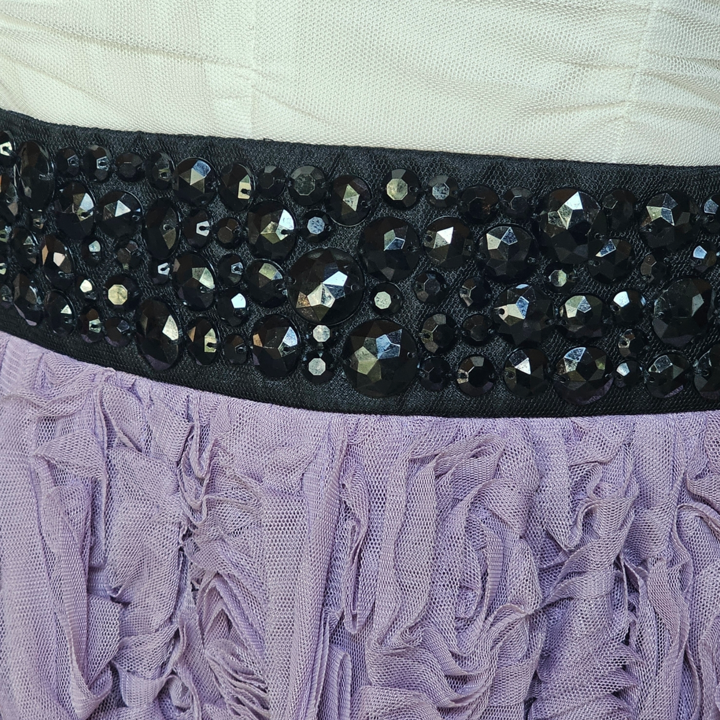 White/Black/Lavendar 3D Rose Party Dress - Trixxi