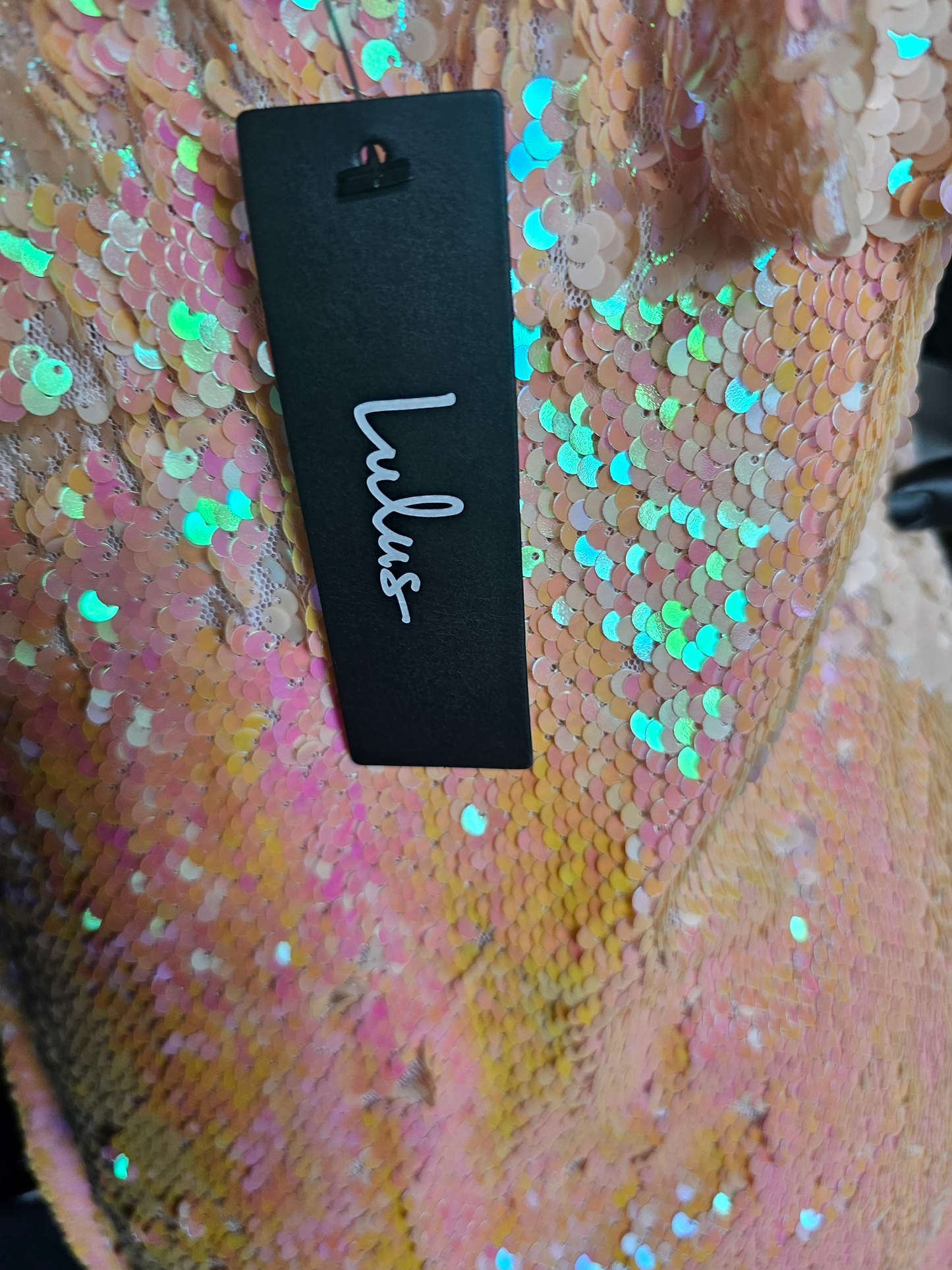 Peach Sequin Spaghetti Strap Dress - Lulus NWT