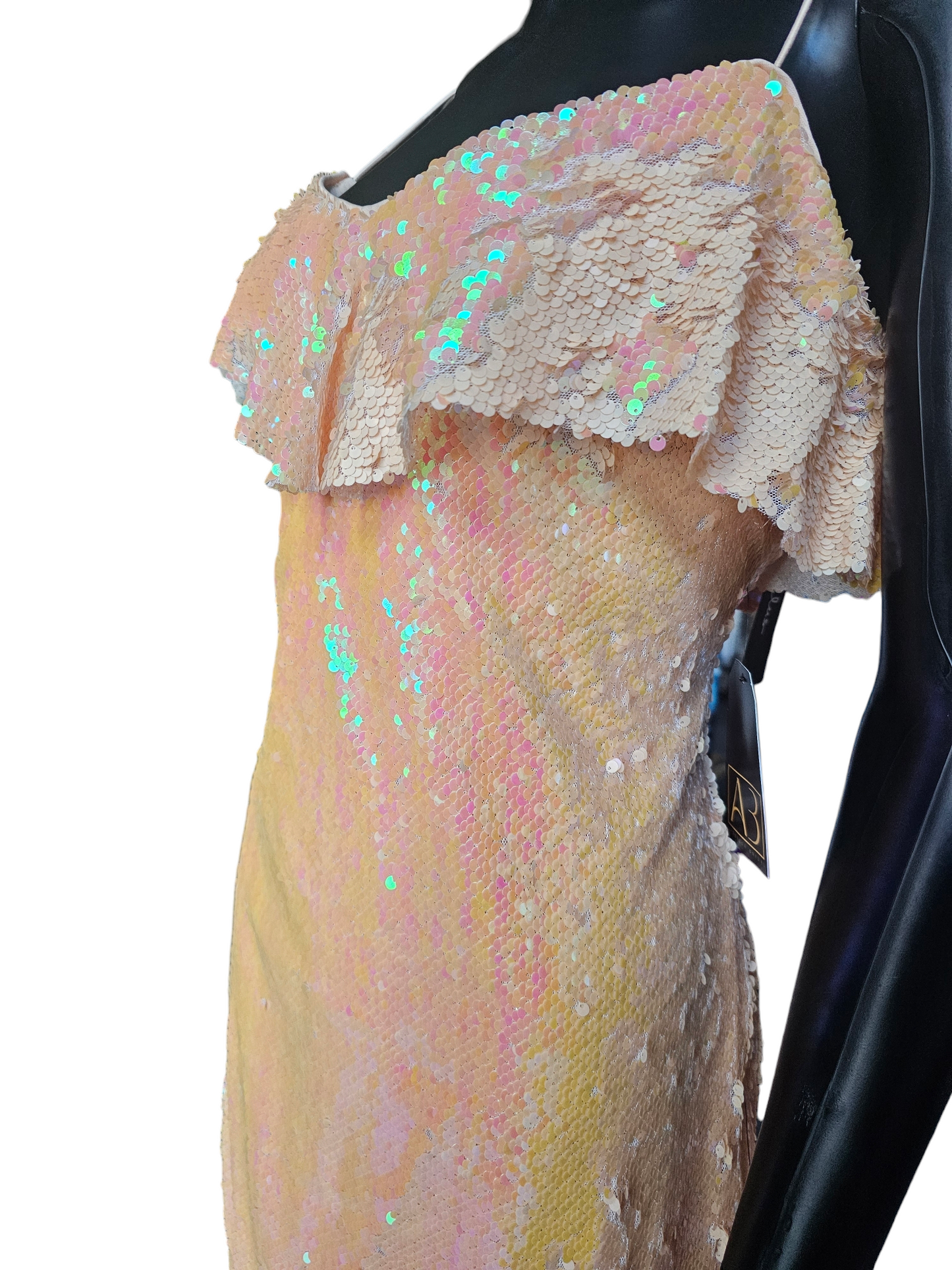 Peach Sequin Spaghetti Strap Dress - Lulus NWT