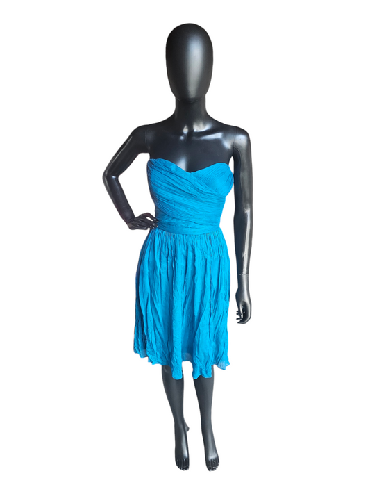 100% Silk Teal Cocktail / Party Dress