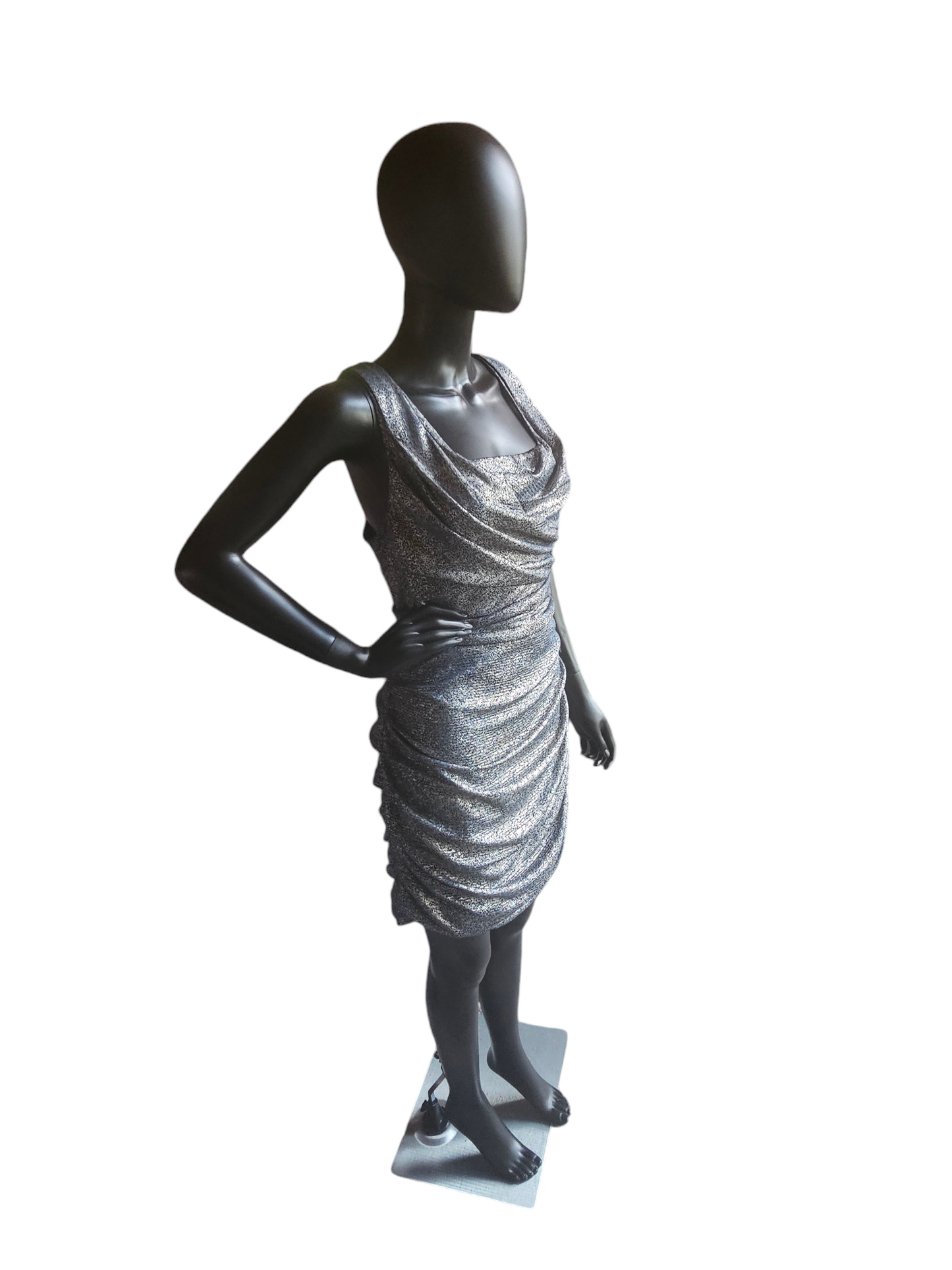 Blue & Gold Dot Print Cocktail Dress